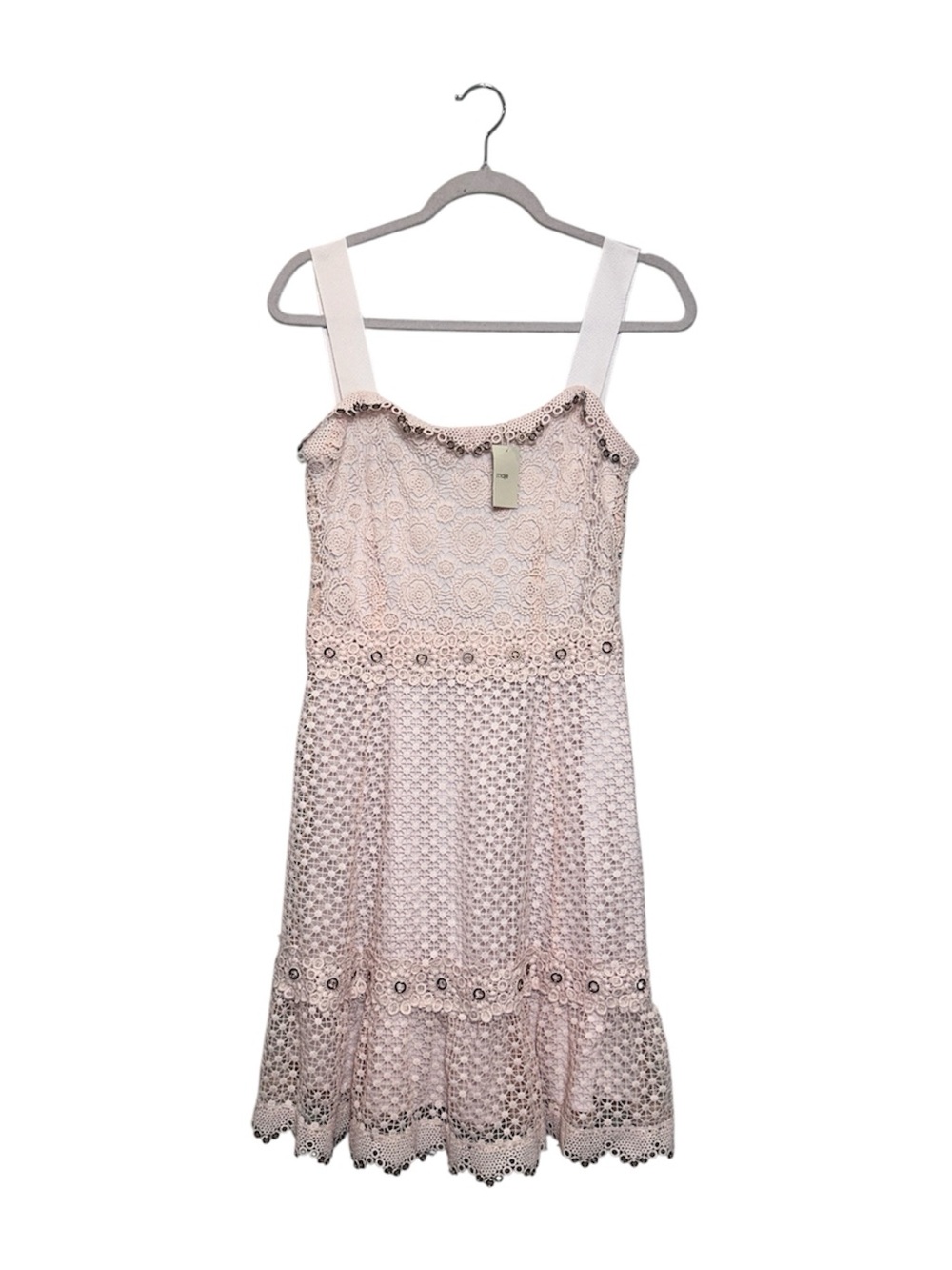 NWT Maje Rose Pink Lace Dress with Gromet Detail